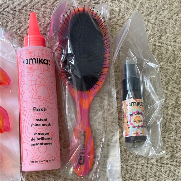 Amika Vibrant Pink and Orange Cosmetic Bag and Products - Picture 4 of 5